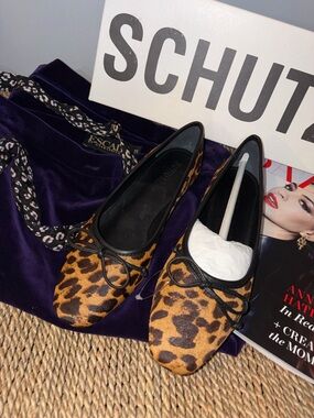 SCHUTZ Arissa Wild Leopard Print Ballet Flats - Brown/Black